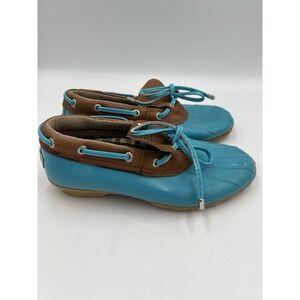Sperry Top-Sider Saltwater Low‎ Top Duck Boots Turquoise Lace Up Ankle Booties